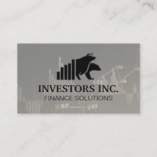 Bear Bull Logo Stock Market Chart Business Card