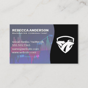 Bear Bull Logo   Stock Market Financial Graph Business Card
