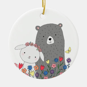 Bear & Bunny Couple's First Christmas together Ceramic Tree Decoration