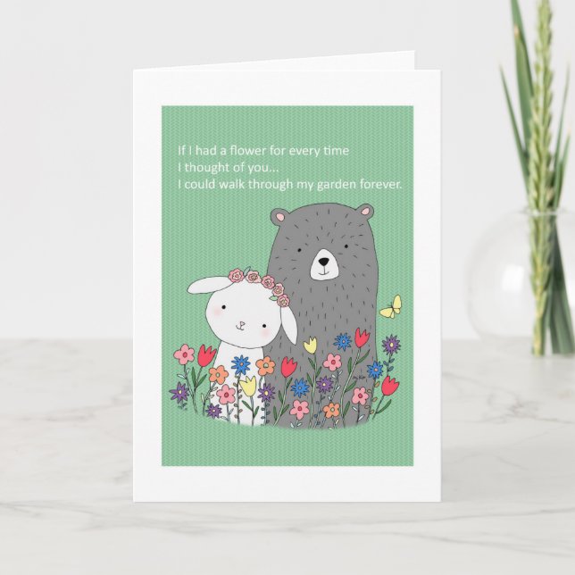 Bear & Bunny Cute I love you Valentine's Day Card (Front)