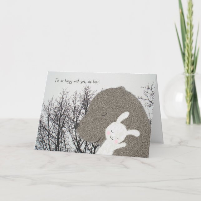 Bear & Bunny Greeting Card Cute Valentine's day (Front)