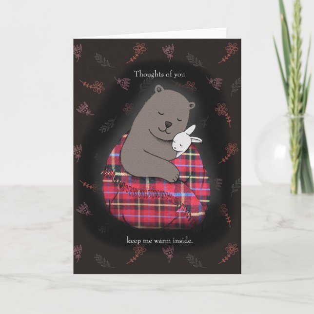 Bear Bunny Love Couple Valentine Anniversary Cute Card (Front)
