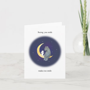 Bear & Bunny on the moon Anniversary Valentine Card