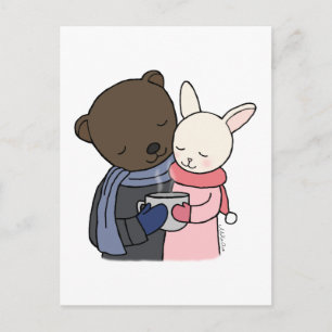 Bear & Bunny Postcard Bear Bunny Love Art card