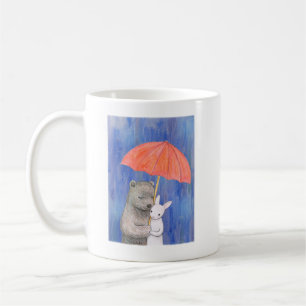 Bear & bunny Under Umbrella Cute bear and rabbit Coffee Mug