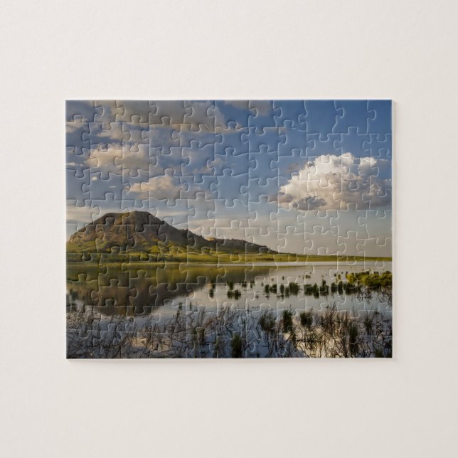 Bear Butte reflects into Bear Butte Lake near Jigsaw Puzzle (Horizontal)