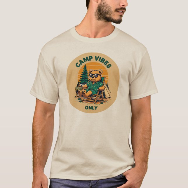 Bear Camp Vibes Only - Chillin' Bear with Sunglass T-Shirt (Front)