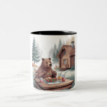 Bear Camping and Eating Mug