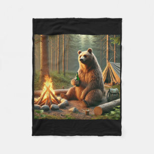 Bear Camping Fleece Blanket
