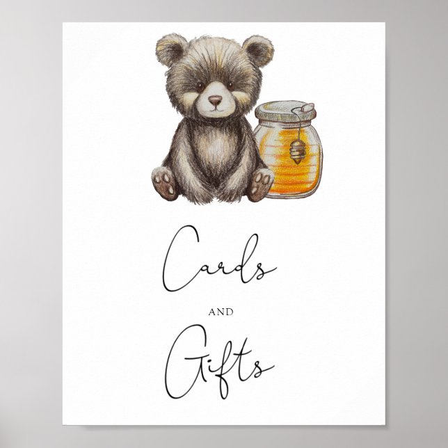 Bear - cards and gifts baby shower poster (Front)