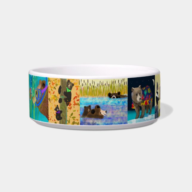 Bear Celebration Ceramic Dog Bowl (Left)