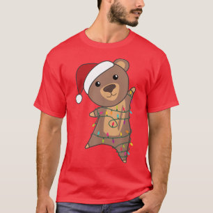 Bear Cheerful Christmas Fairy Lights Sweet Animals T-Shirt