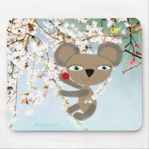 Bear cherry bird flower love you tender lomography mouse mat