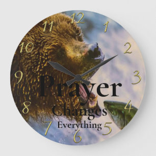 Bear Christian Faith Prayer  Changes  Everything Large Clock