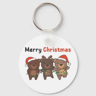 Bear Christmas Animals Bears Merry Christmas Keych Key Ring