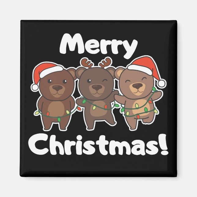 Bear Christmas Animals Bears Merry Christmas Magne Magnet (Front)