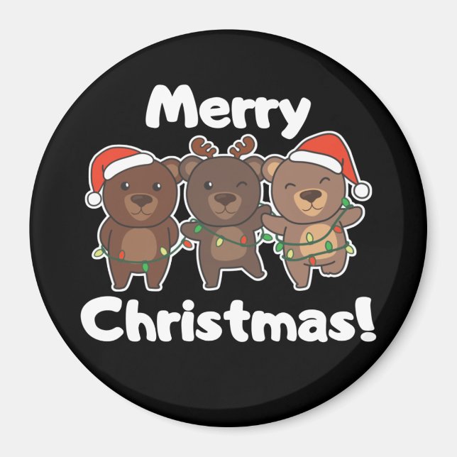 Bear Christmas Animals Bears Merry Christmas Magne Magnet (Front)