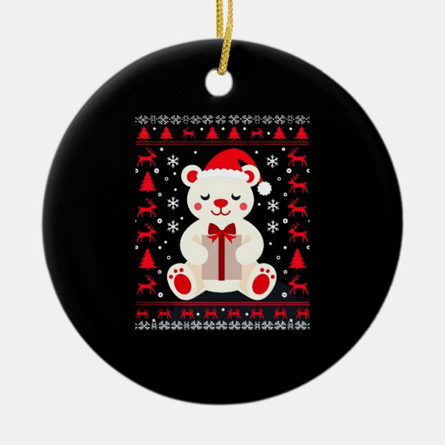 Bear Christmas Christmas (1) Ceramic Tree Decoration (Front)