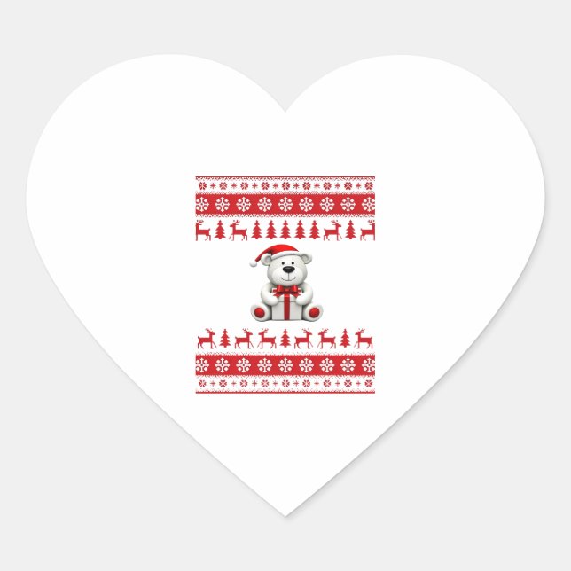 Bear Christmas Christmas (1) Heart Sticker (Front)