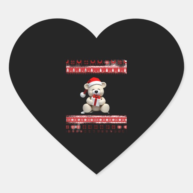 Bear Christmas Christmas (1) Heart Sticker (Front)