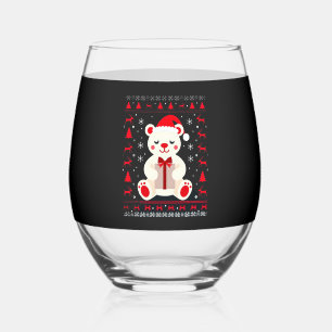 Bear Christmas Christmas (1) Stemless Wine Glass