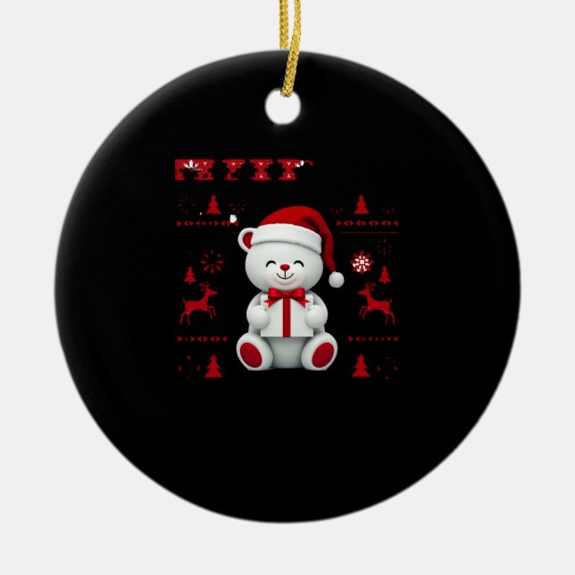 Bear Christmas Christmas (2) Ceramic Tree Decoration (Front)