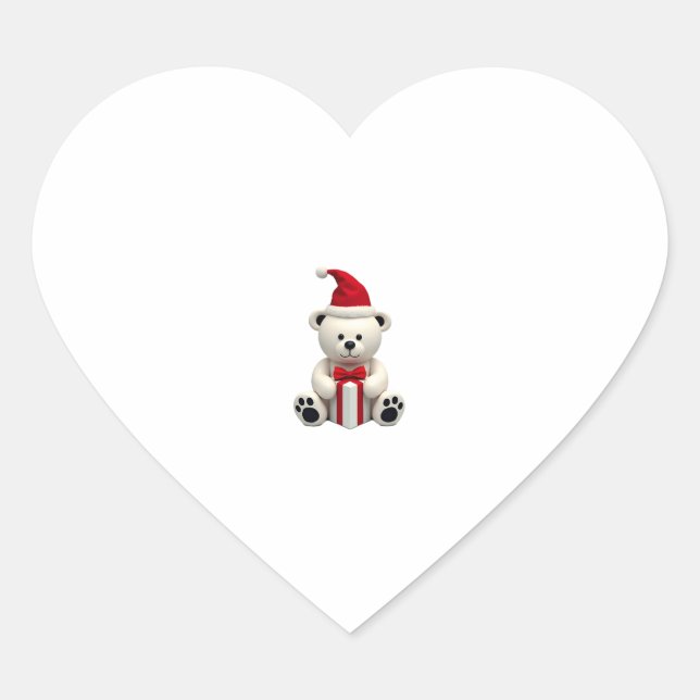 Bear Christmas Christmas (2) Heart Sticker (Front)
