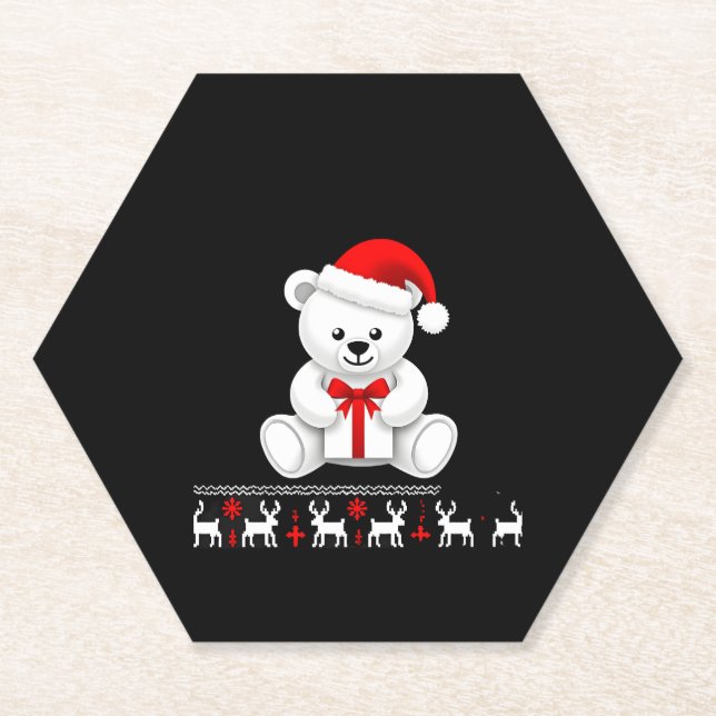 Bear Christmas Christmas (2) Paper Coaster (Front)