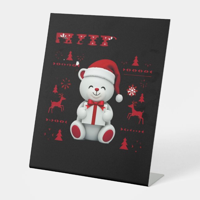 Bear Christmas Christmas (2) Pedestal Sign (Front)