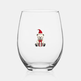 Bear Christmas Christmas (2) Stemless Wine Glass