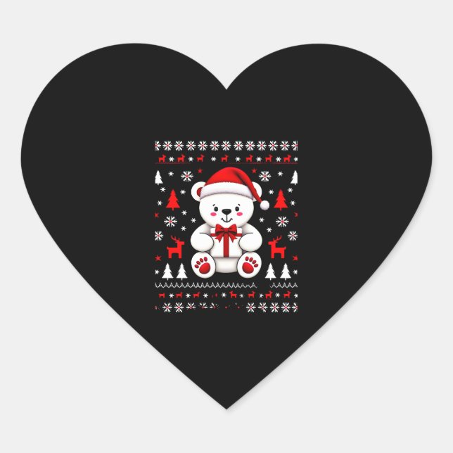 Bear Christmas Christmas (3) Heart Sticker (Front)