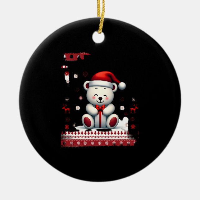 Bear Christmas Christmas (4) Ceramic Tree Decoration (Front)