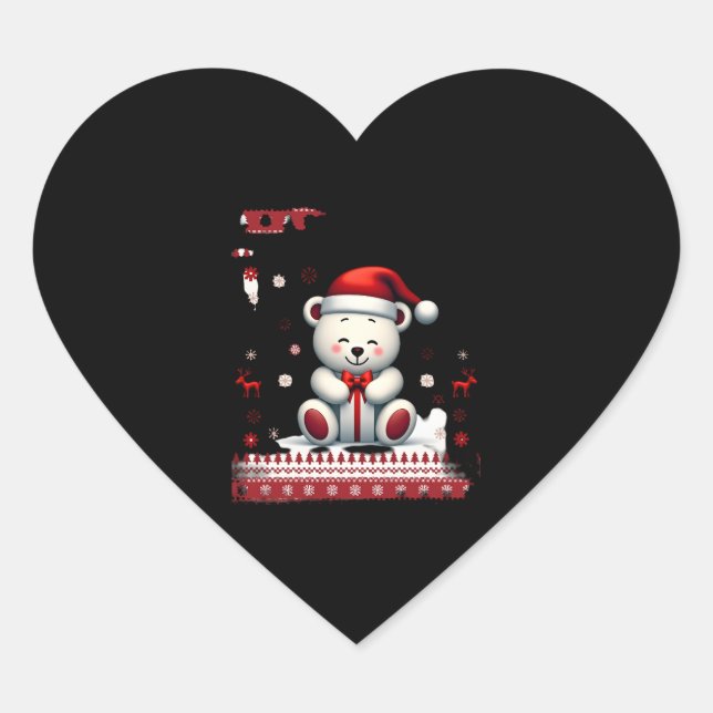 Bear Christmas Christmas (4) Heart Sticker (Front)
