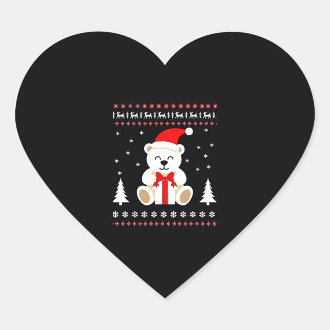 Bear Christmas Christmas (4) Heart Sticker (Front)