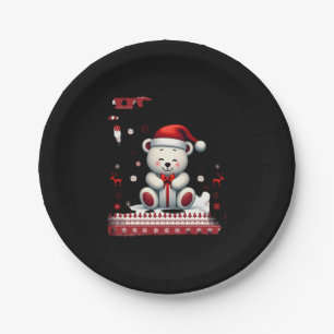 Bear Christmas Christmas (4) Paper Plate