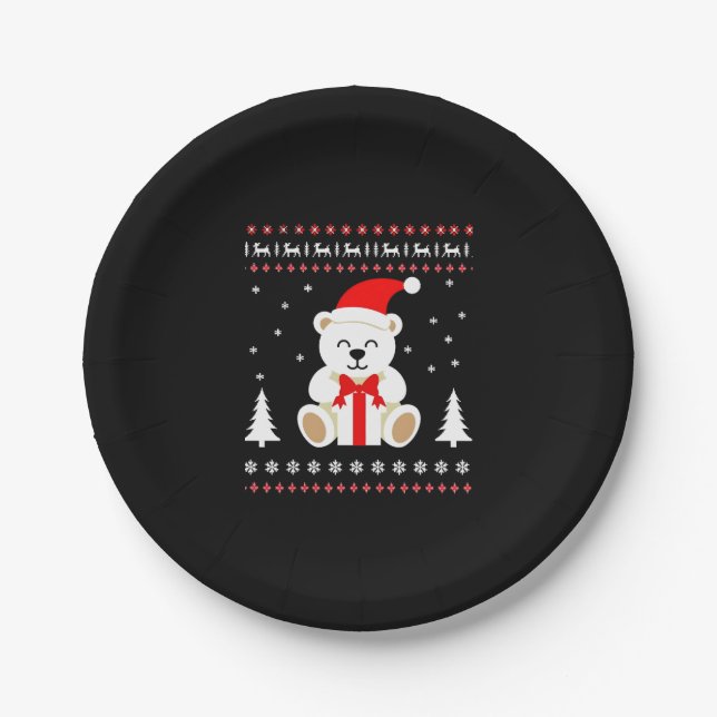 Bear Christmas Christmas (4) Paper Plate (Front)