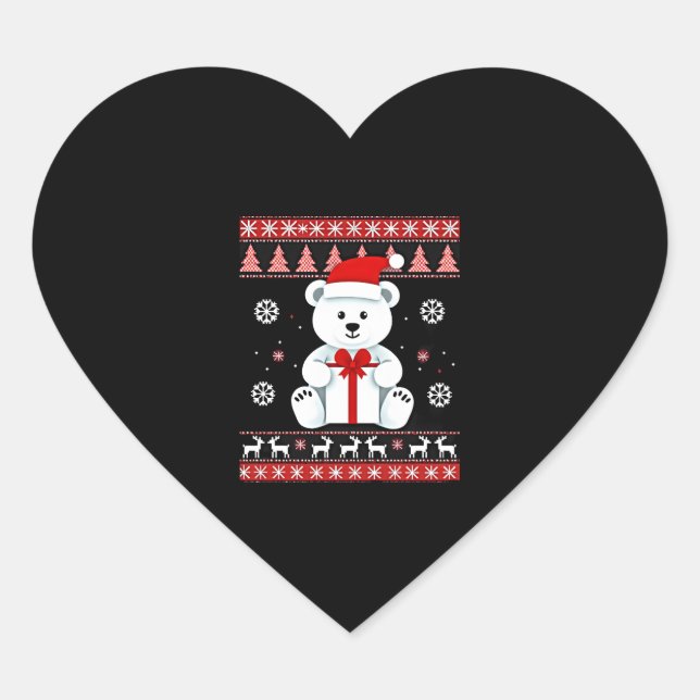 Bear Christmas Christmas (5) Heart Sticker (Front)