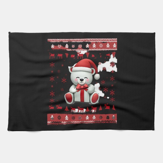 Bear Christmas Christmas (5) Tea Towel (Horizontal)