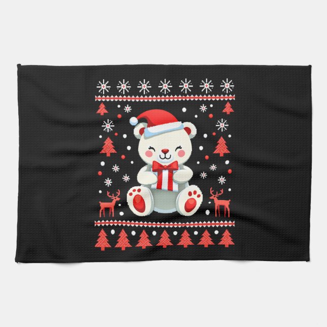 Bear Christmas Christmas (6) Tea Towel (Horizontal)