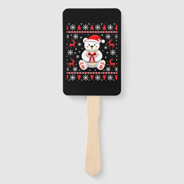 Bear Christmas Christmas Hand Fan (Front)