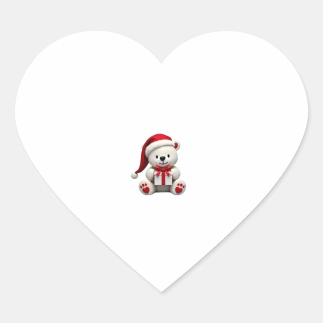 Bear Christmas Christmas Heart Sticker (Front)