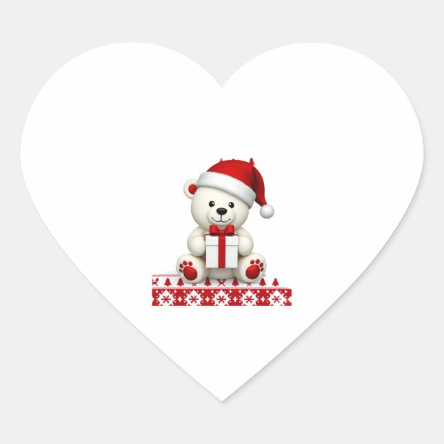 Bear Christmas Christmas Heart Sticker (Front)