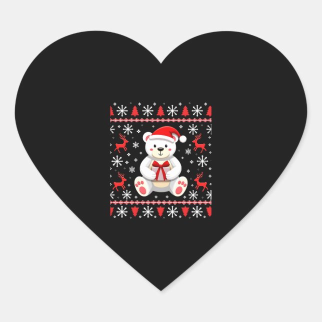 Bear Christmas Christmas Heart Sticker (Front)