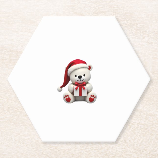 Bear Christmas Christmas Paper Coaster (Front)