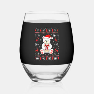 Bear Christmas Christmas Stemless Wine Glass