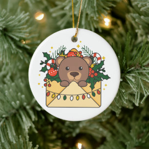 Bear Christmas Letter Winter Animals Bears Ceramic Tree Decoration