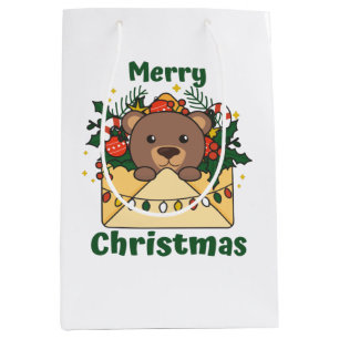 Bear Christmas Letter Winter Animals Bears Medium Gift Bag