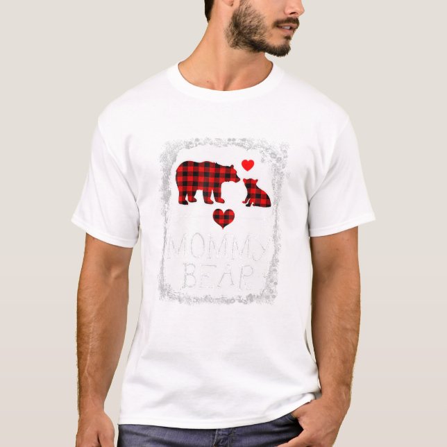 Bear Christmas Pajama Red Plaid T-Shirt (Front)