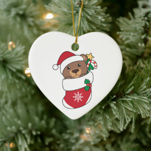 Bear Christmas Snow Winter Animals Bears Ceramic Tree Decoration