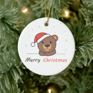 Bear Christmas Snow Winter Animals Bears Ceramic Tree Decoration
